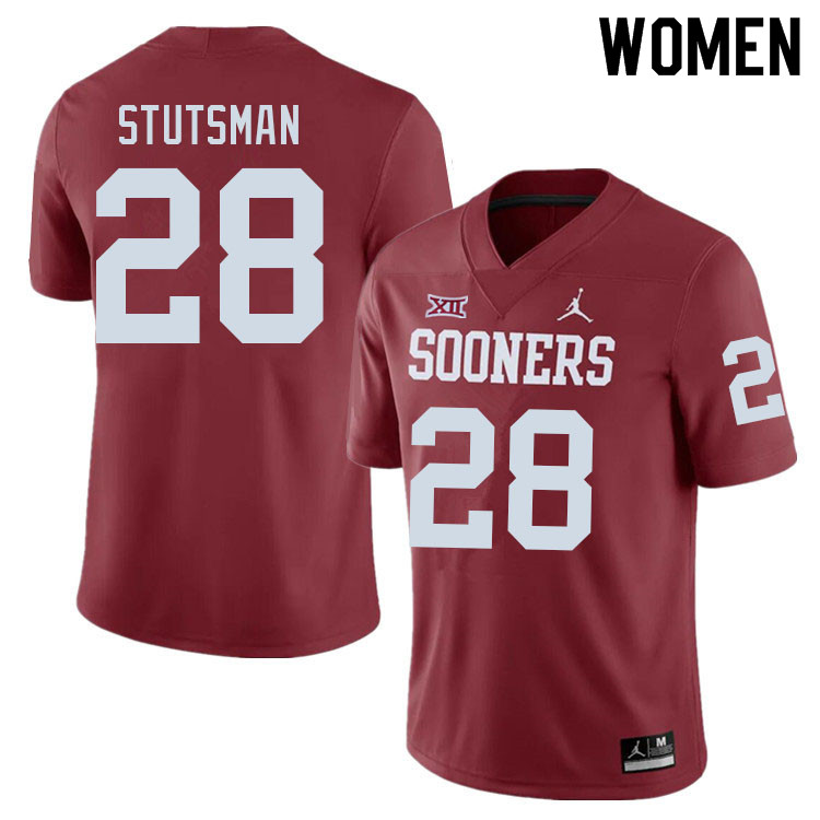 Women #28 Danny Stutsman Oklahoma Sooners College Football Jerseys Sale-Crimson